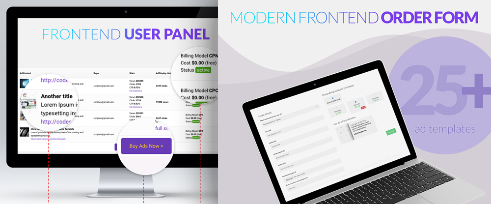 ads pro order form and user panel